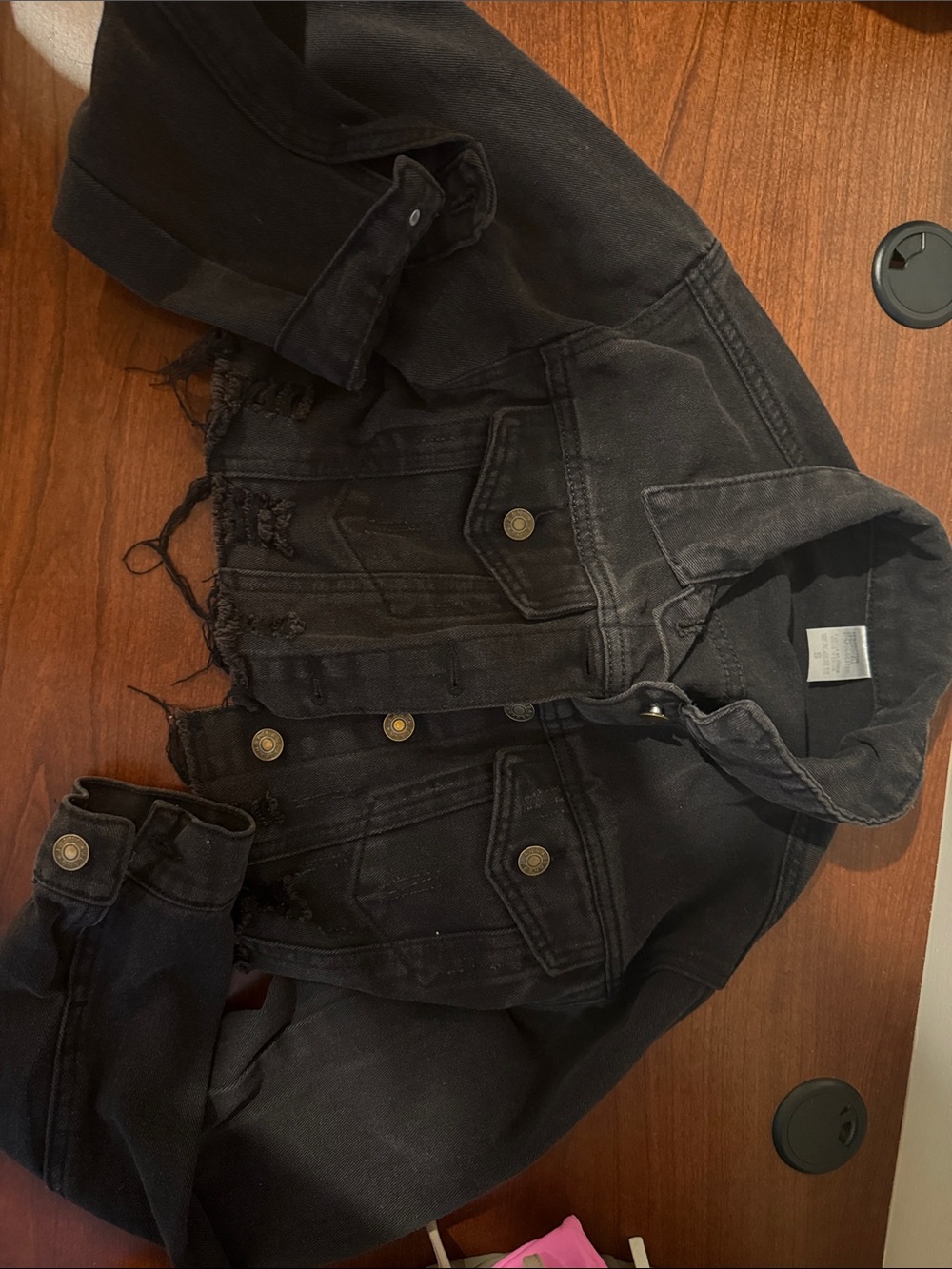 Cropped black jean jacket